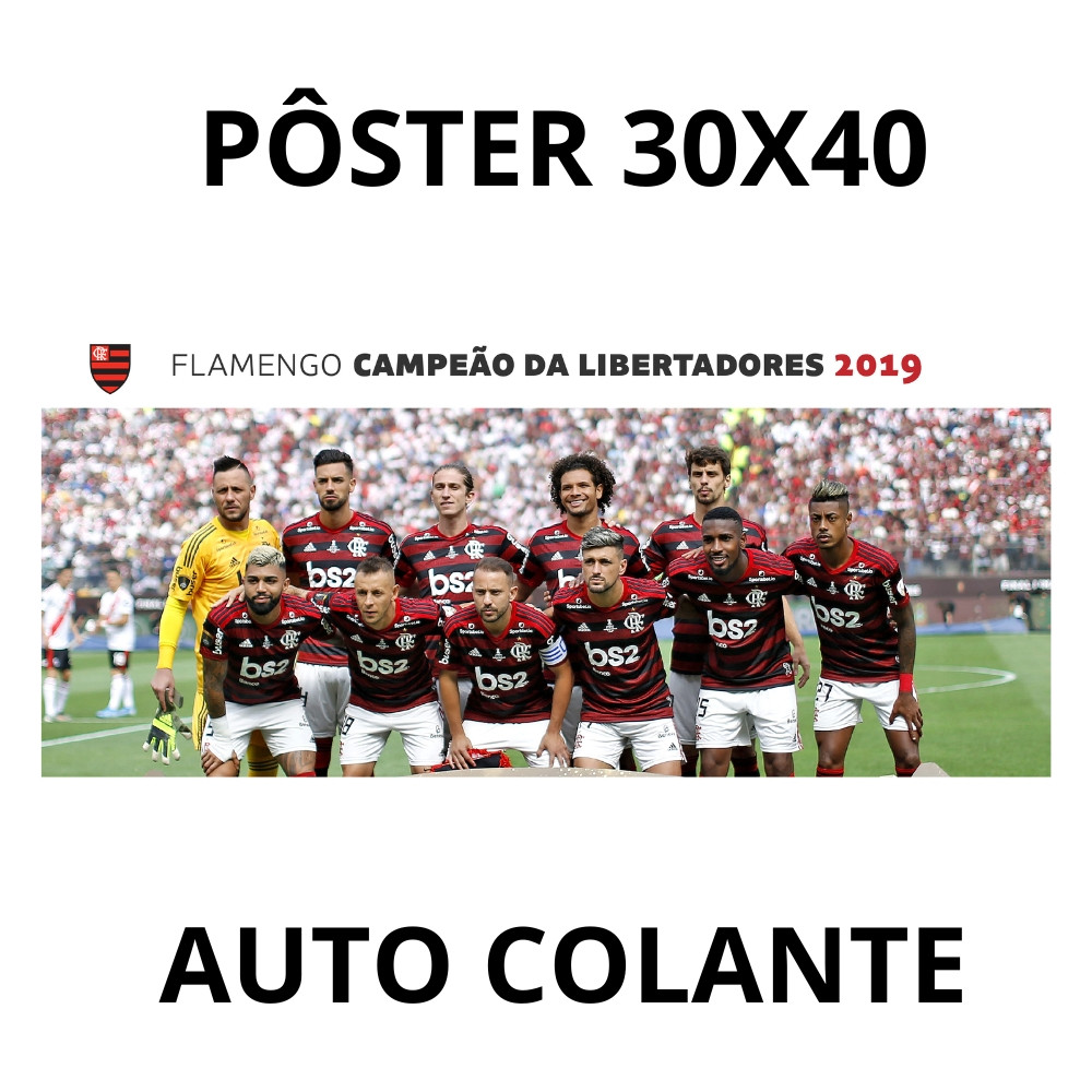 Pôster Flamengo Campeão Libertadores 2019 Grande 21x29CM Adesivado