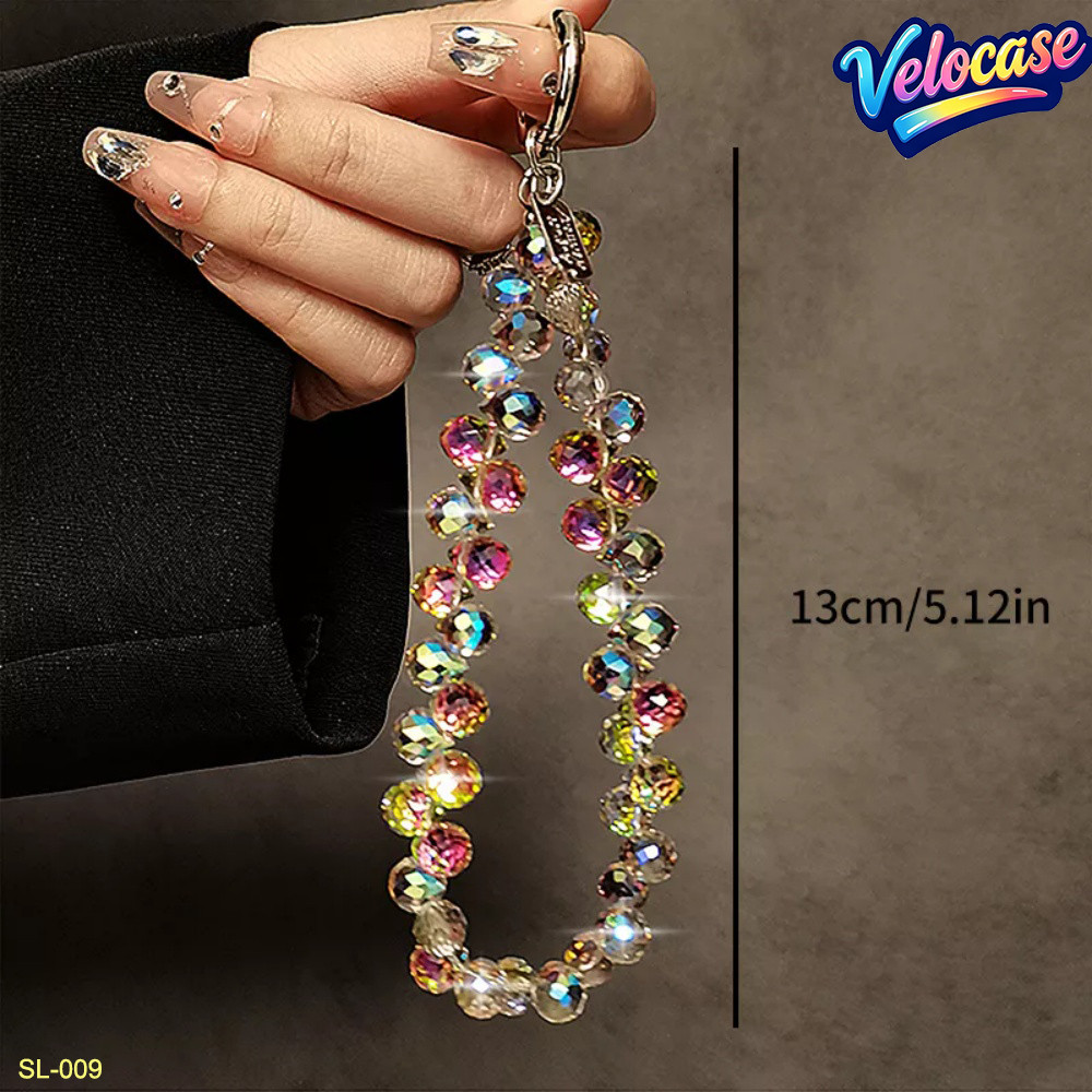 Pulseira de Celular Cristais Multicoloridos Elegante Resistente Anti Queda Brilhante Feminino Durável SL009