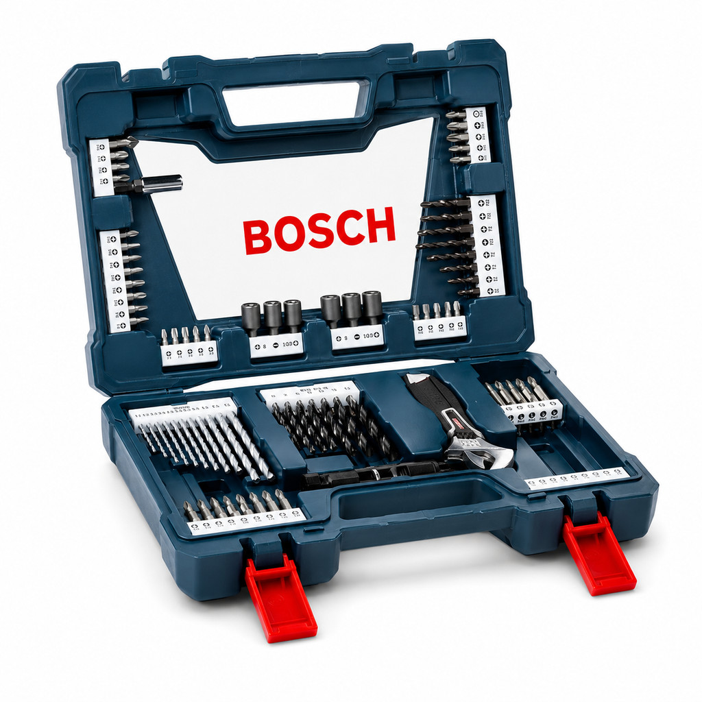 Kit de Bits e Brocas Bosch V-Line 83 Peças em Titânio para Madeira Concreto e Me