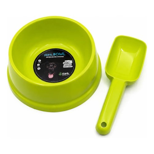 Kit Comedouro Cachorro Médio 550ml Com Pá Para Ração N/a Verde-limão
