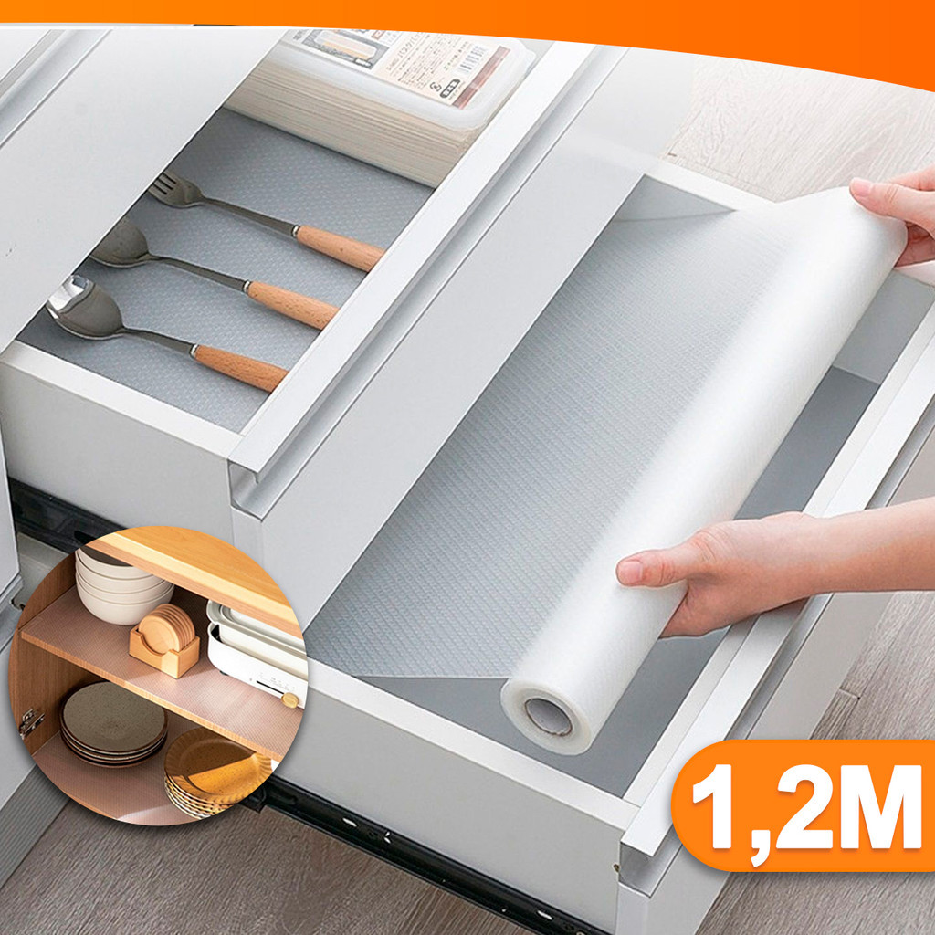 Tapete De Bancada Forro Para Gavetas Armários Pia Antiderrapante Lavável 1,20Mx45CM