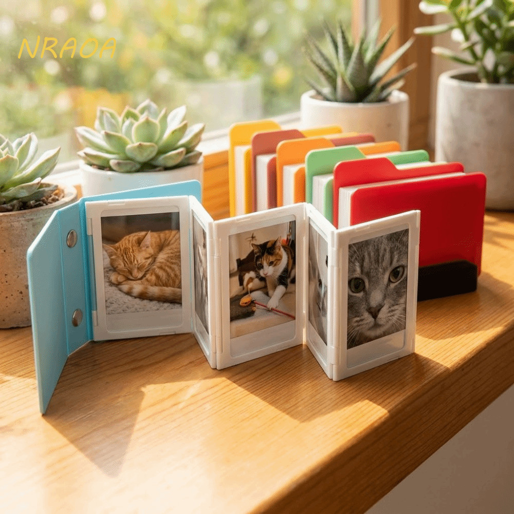 Moldura Dobrável NRAOA , Álbum De Fotos Com Design De Dobradiça De Plástico , Mini Quadrada Simples Para De Mesa