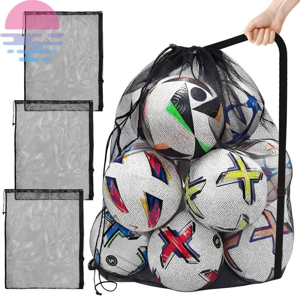 4 Unidades De Bolsa De Basquete De Malha Extra Grande Bola De Equipe Esportiva Alça De Ombro Ajustável Para Segurar Fute