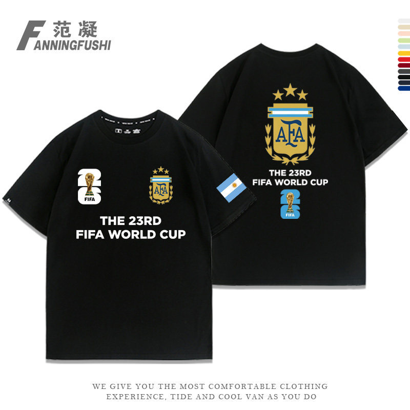 Readystock2026 México Copa Do Mundo Argentina Fãs Da Seleção Nacional cheer Em Camiseta 100 % Algodão Camisa Masculina D