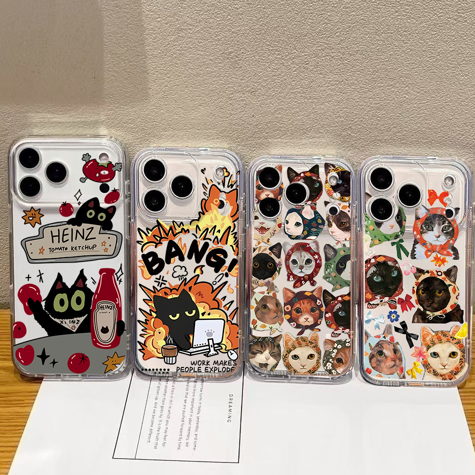 Capa Para Samsung Galaxy A57 A17 A56 A36 A26 A55 A16 A15 A07 A06 A54 A53 De Celular Fofa Colorida Gato Padrão Animal Sil