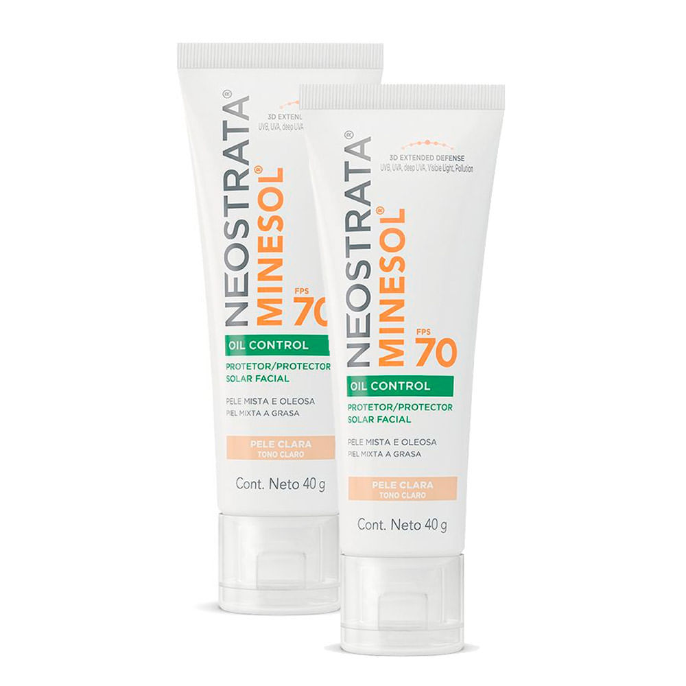 Kit 2 Protetor Solar Facial NeoStrata Minesol Oil Control FPS 70 Pele Clara 40g