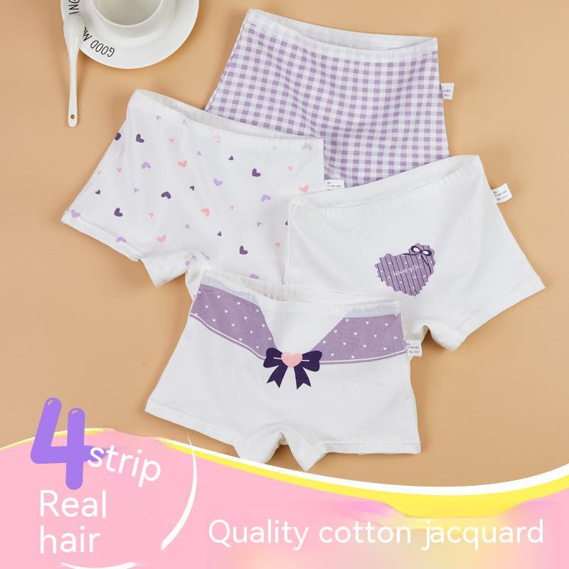 (4 Peças) Cueca Infantil Boxer Puro Algodão Meninas Triângulo Bebê Shorts Médio Grande Crianças Não Clip PP