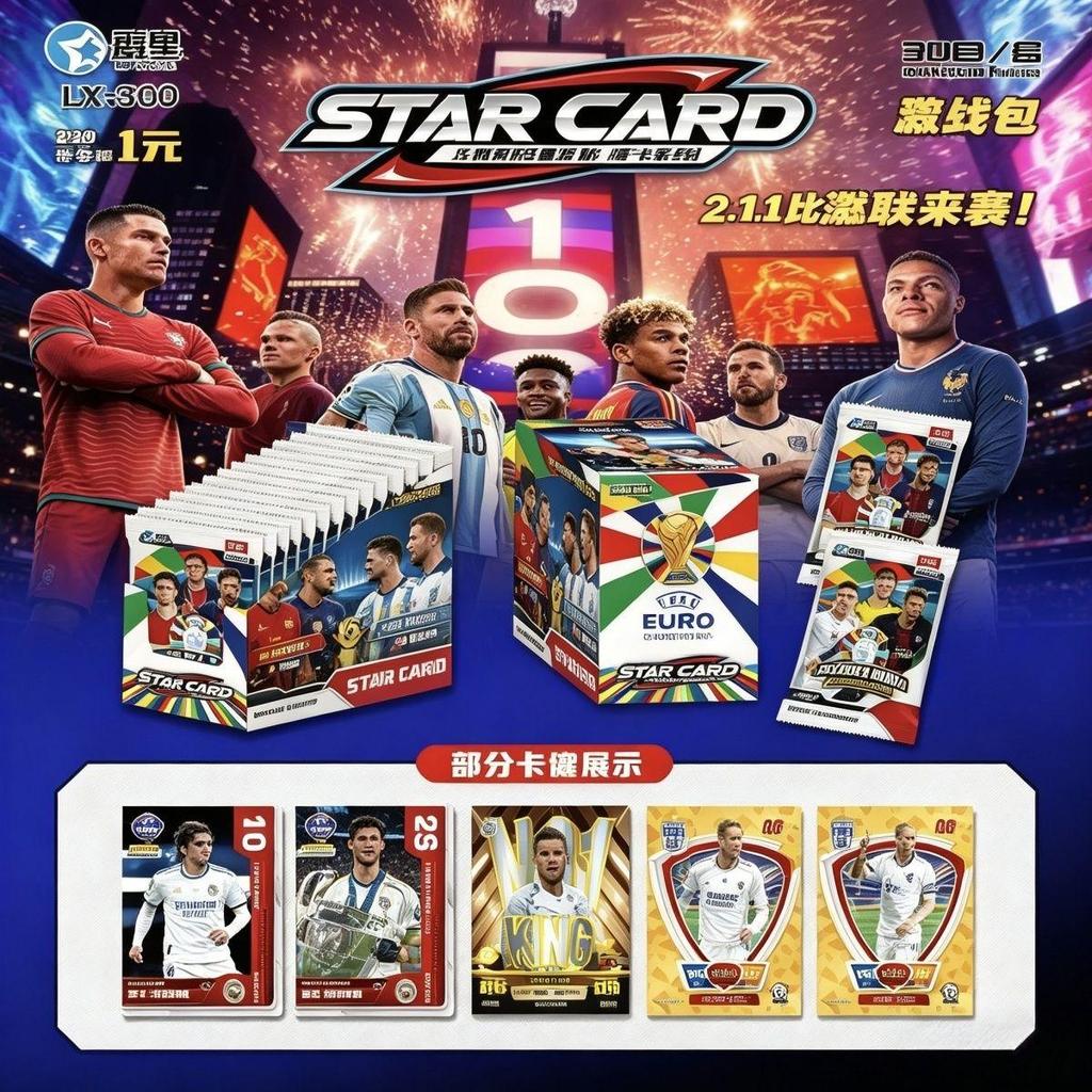 Futebol Superstar c Luo estrela cartão Laser deslumbrante cartão grosso Deluxe estrela raro tridimensional cartão Flash