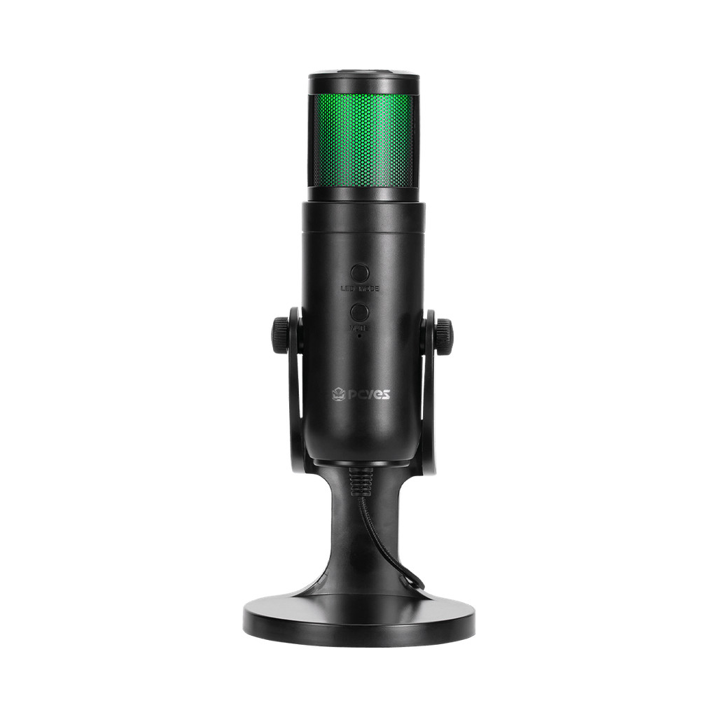 Microfone Gamer RGB PCYES Hylia USB Condensador Profissional P/ PC Notebook Streamer Podcast Botão Mute 12 Modos LED