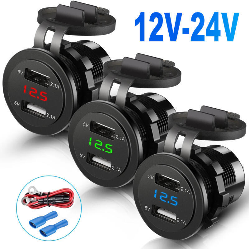 Voltímetro Usb Duplo 4.2A , Capa Translúcida À Prova D'água , Display De Tensão Adequado Para Automóveis , Atv , Rv , Su