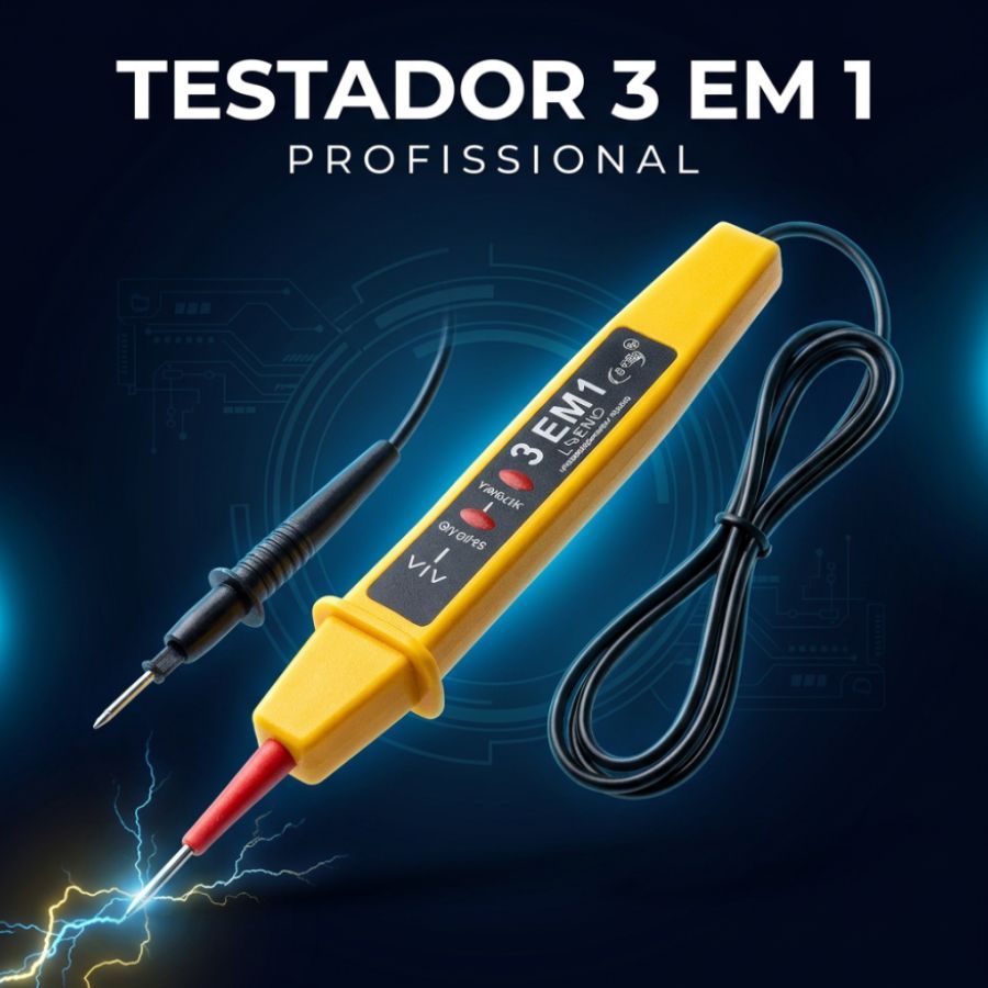 Caneta Detectora De Energia Elétrica Voltímetro Teste Tensão 3 em 1 AC/DC