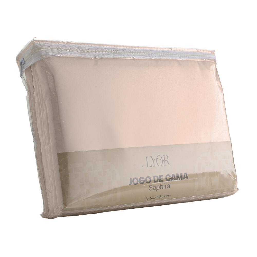 Jogo de Cama Saphira King Toque 300 Fios Khaki Poliéster