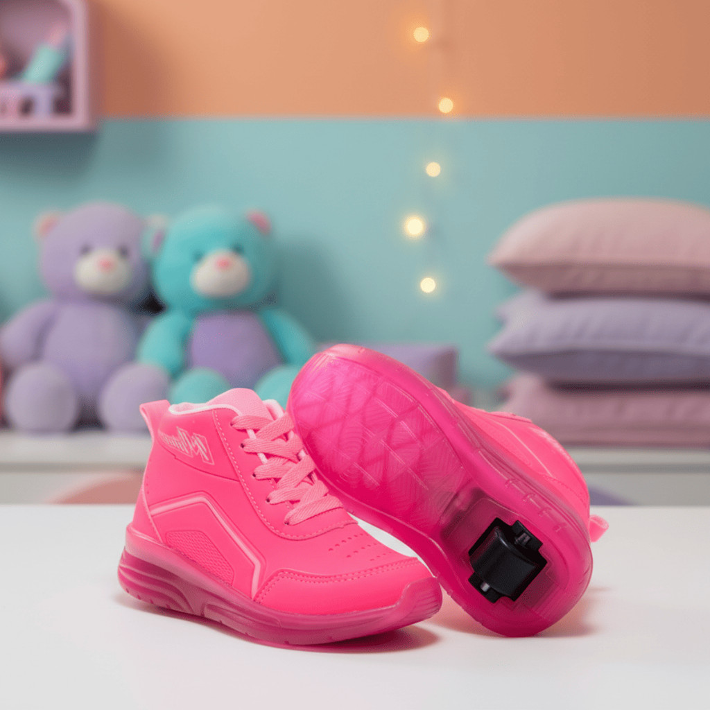 Tênis Infantil Rodinha Removível Menino Menina Confortável Com Luz LED Para Brincadeira e Lazer