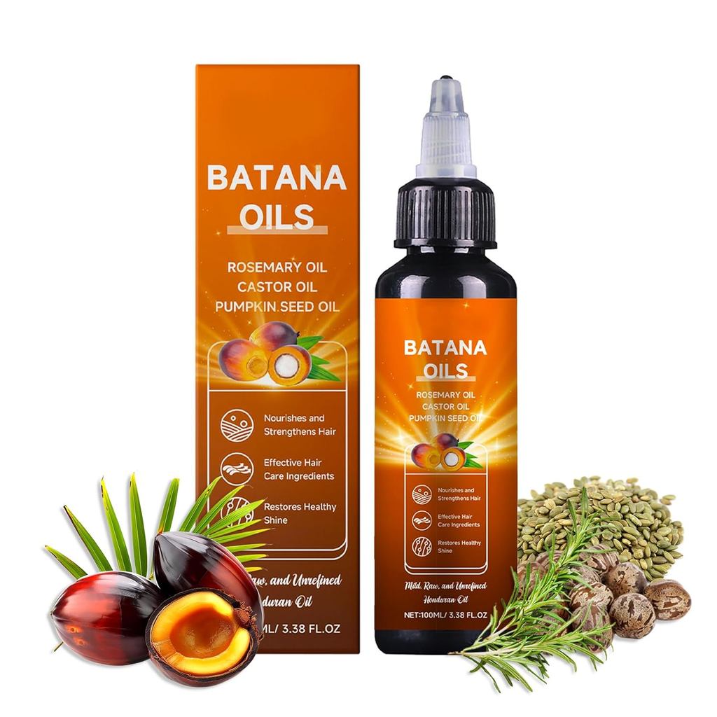 Óleo Natural de Batana 4 em 1 do Honduras com Alecrim, Óleo de Rícino e Semente de Abóbora, Nutrição Profunda, Fortalece