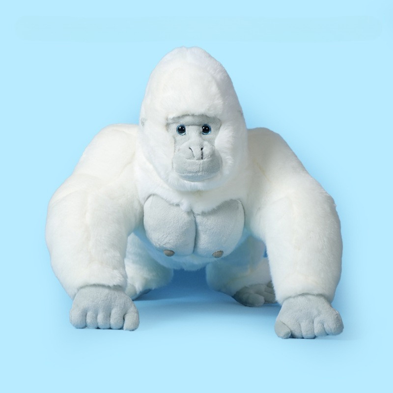 Brinquedo De Pelúcia Gorila Branco Fofo-Bicho Realista De Macaco , Boneca Macia E Adequada Para A Pele , Presente De Ani