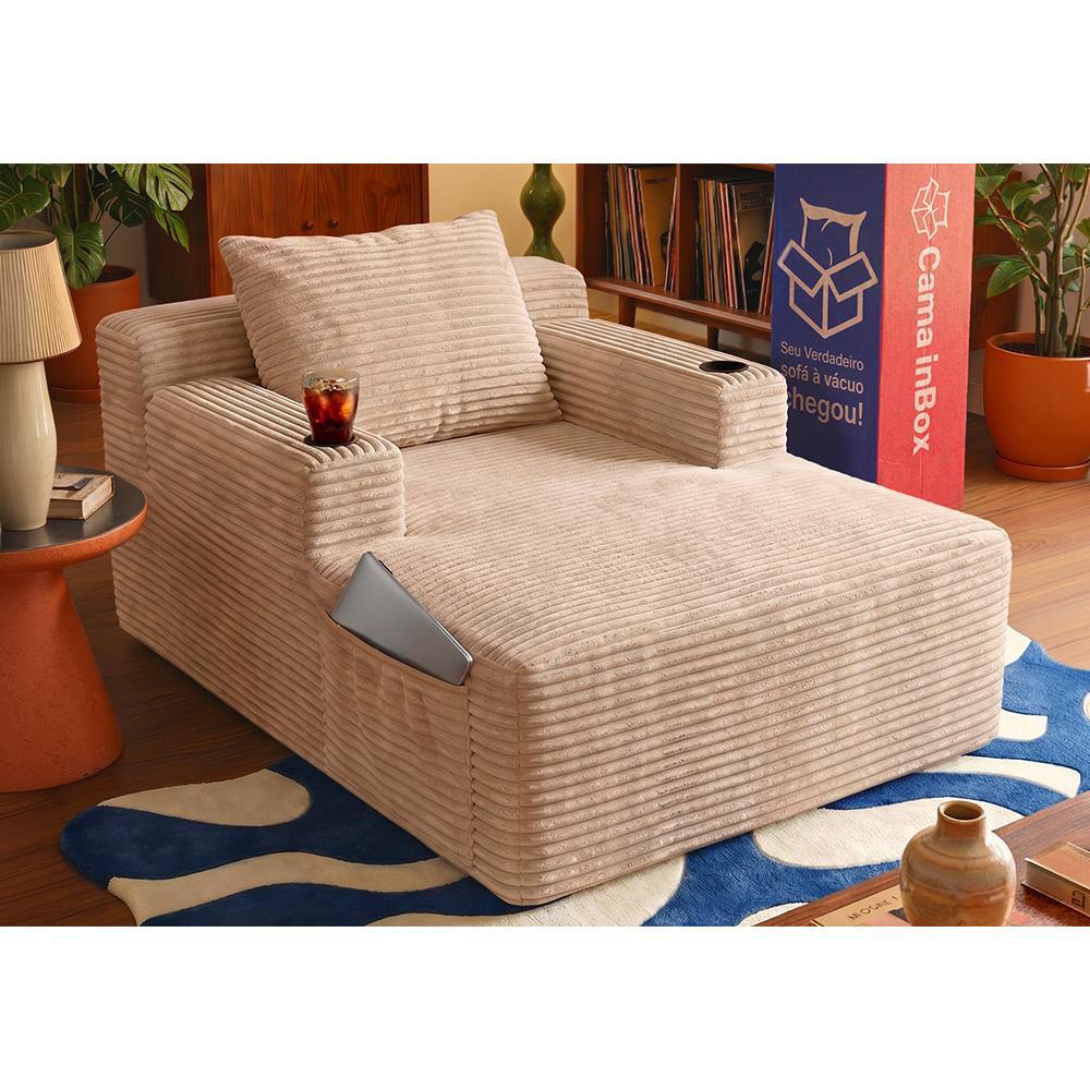 Sofá Poltrona Hydi. com Molas Ensacadas Boost Tech Tecido Velourê Cama inBox