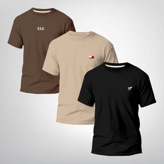 Kit 3 Camisetas Básicas Streetwear Camisa T-Shirt premium Promoção Algodão Varias Cores