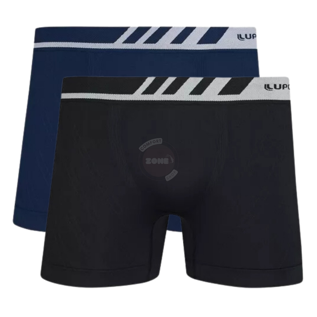 Kit 2 Cuecas Boxer Box Lupo Adulto Microfibra Sem Costura Extra Conforto (P ao XG)