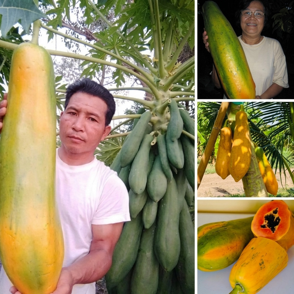 Sementes de mamão gigantes de Polpa crocante e deliciosa. Fácil de cultivar, thermal bottle