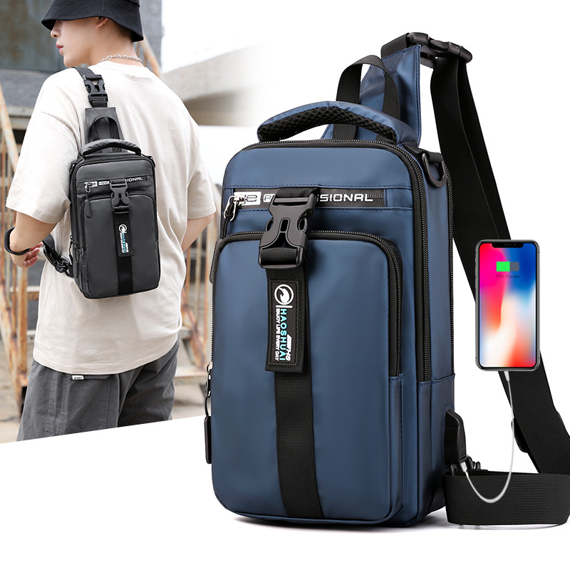 Bolsa de peito masculina Casual de um ombro bolsa crossbody Street Wear esportes bolsa masculina pequena multifuncional 