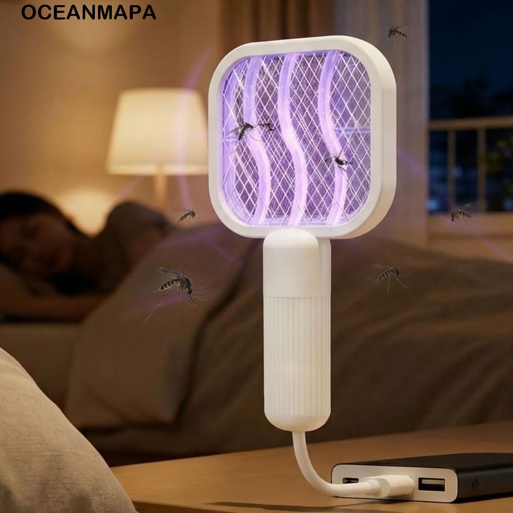 Mata-Mosquitos USB OCEANMAPA , Mini Raquete De Insetos Portátil , Lâmpada Assassina De Plástico Com Rede De Segurança