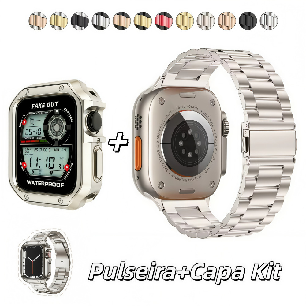 Kit Macio Chapeamento Case+Pulseira Aço Inoxidável Para Apple Watch 10 11 42mm 4