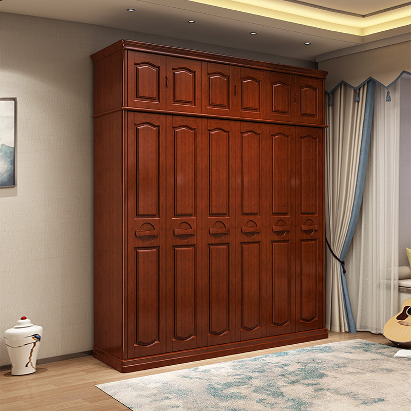 Guarda-roupa de madeira maciça 3456 porta oposta estilo chinês Log móveis quarto suíte de madeira grande guarda-roupa bl