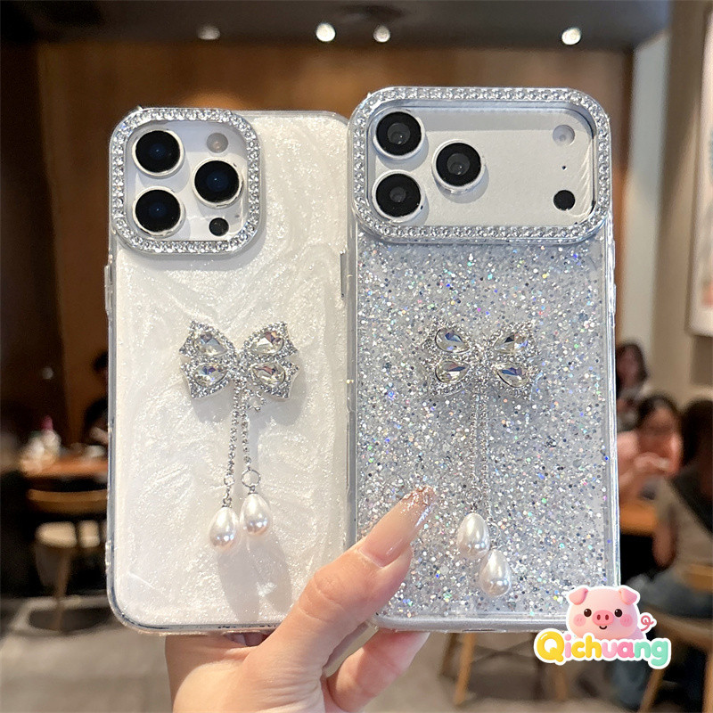 Gem Bownot E Capa De Strass Com Pingente De Pérola Para Redmi K90 Pro Max K80 K70 K70E K60 K50 K50i K30S Ultra A5 A4 A3