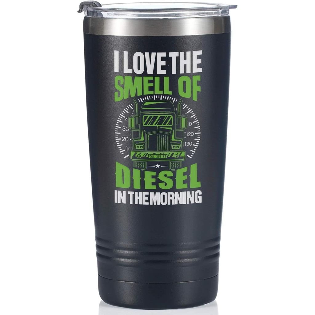 Onebttl Funny Truck Driver Gifts For Men, Him - I Love the Smell of in the Morning - 20oz/590ml Stainless Steel Insulate