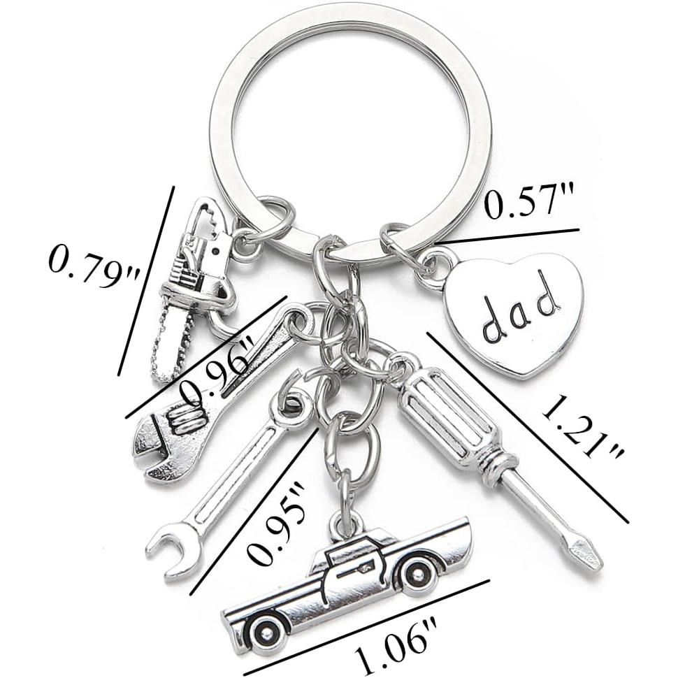 PHAETON 20PCS Chaveiro para Pai com Pingentes de Chave Inglesa, Martelo, Chave de Fenda e Alicate, Chaveiro de Ferrament