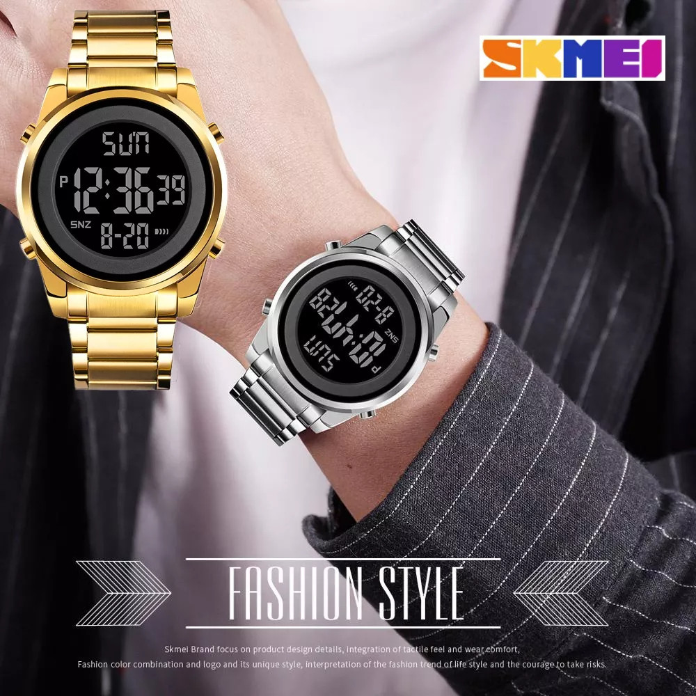 Relógio Digital Skmei 1611 com Duplo Fuso Horário, Relógio de Pulso Masculino, Cronógrafo, Alarme, Contador, Relógio Mas