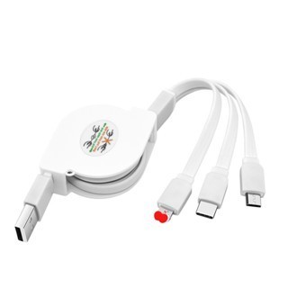 Cabo 3 in 1 USB to M+L+C Retrátil Sincronização Carregamento Rápido