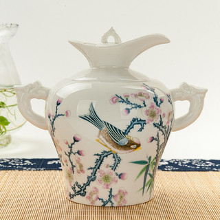 Jin Lanyu Bone China Casa Chinesa Meia Catty Vaso de Vinho Torneira Antiquada Vinho Amarelo Jarro de Vinho Quente Jarro 