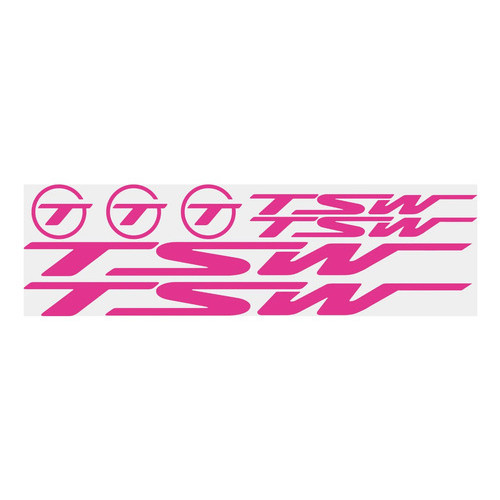 Kit com 7 Adesivos Plotter para Quadro de Bicicleta Compatível TSW Mountain Bike em Vinil Rosa