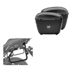 Suporte Lateral Scam + Bau Givi E21 Versys 650 2015 Em Diante Preto