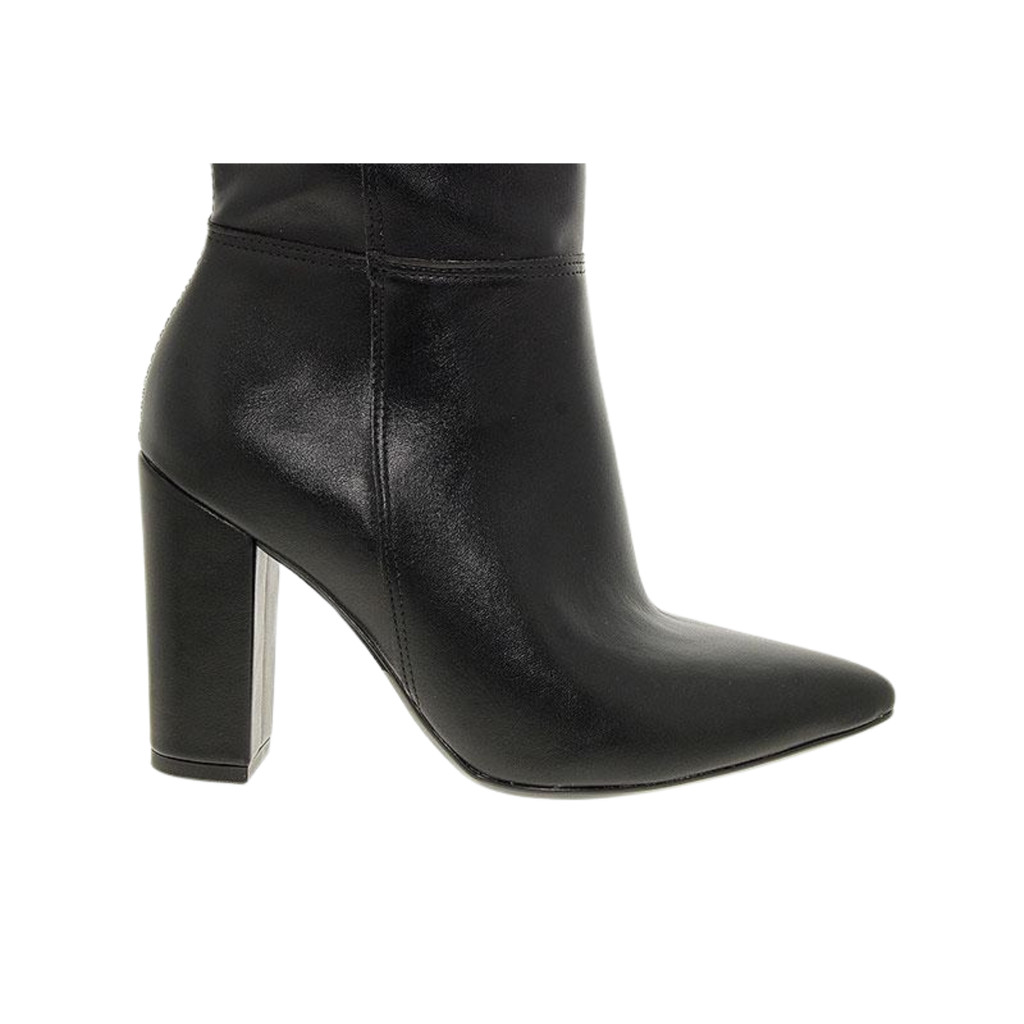 Bota Feminina Cano Longo Vizzano Salto Alto Grosso Bico Fino Over The Knee Glinda Elegante