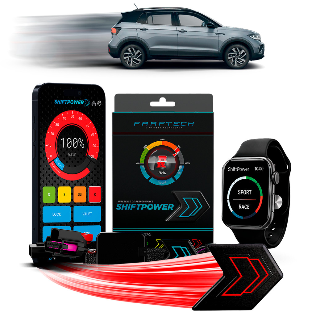 Shiftpower Chip Acelerador Tira Atraso Pedal T-Cross 2019 até 2026 FT-SP18+ Carp