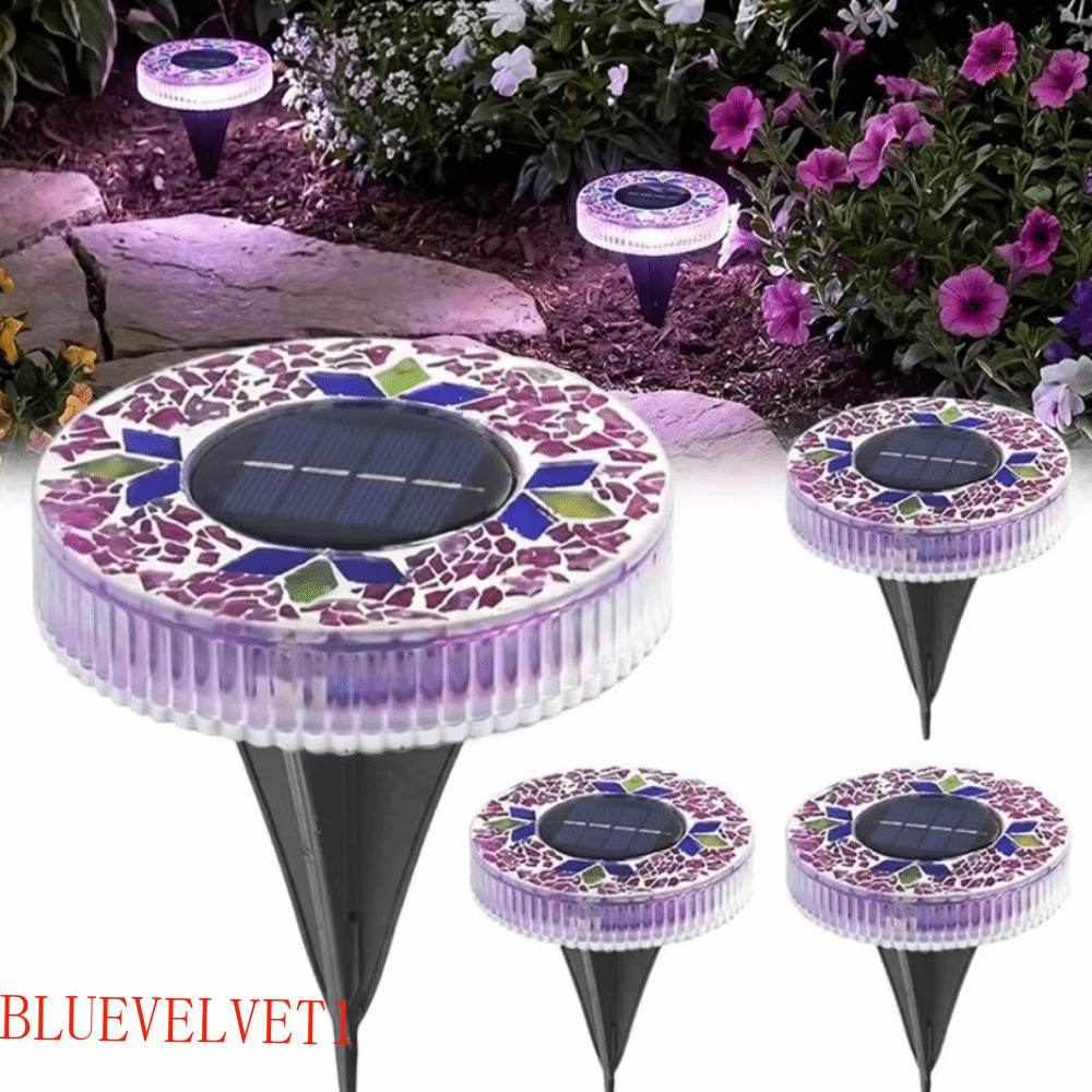 Luz De Disco Solar BLUEVELVET1 , Luzes De Estaca De Jardim LED À Prova D'água De Formato Redondo , Liga Automática/Para 