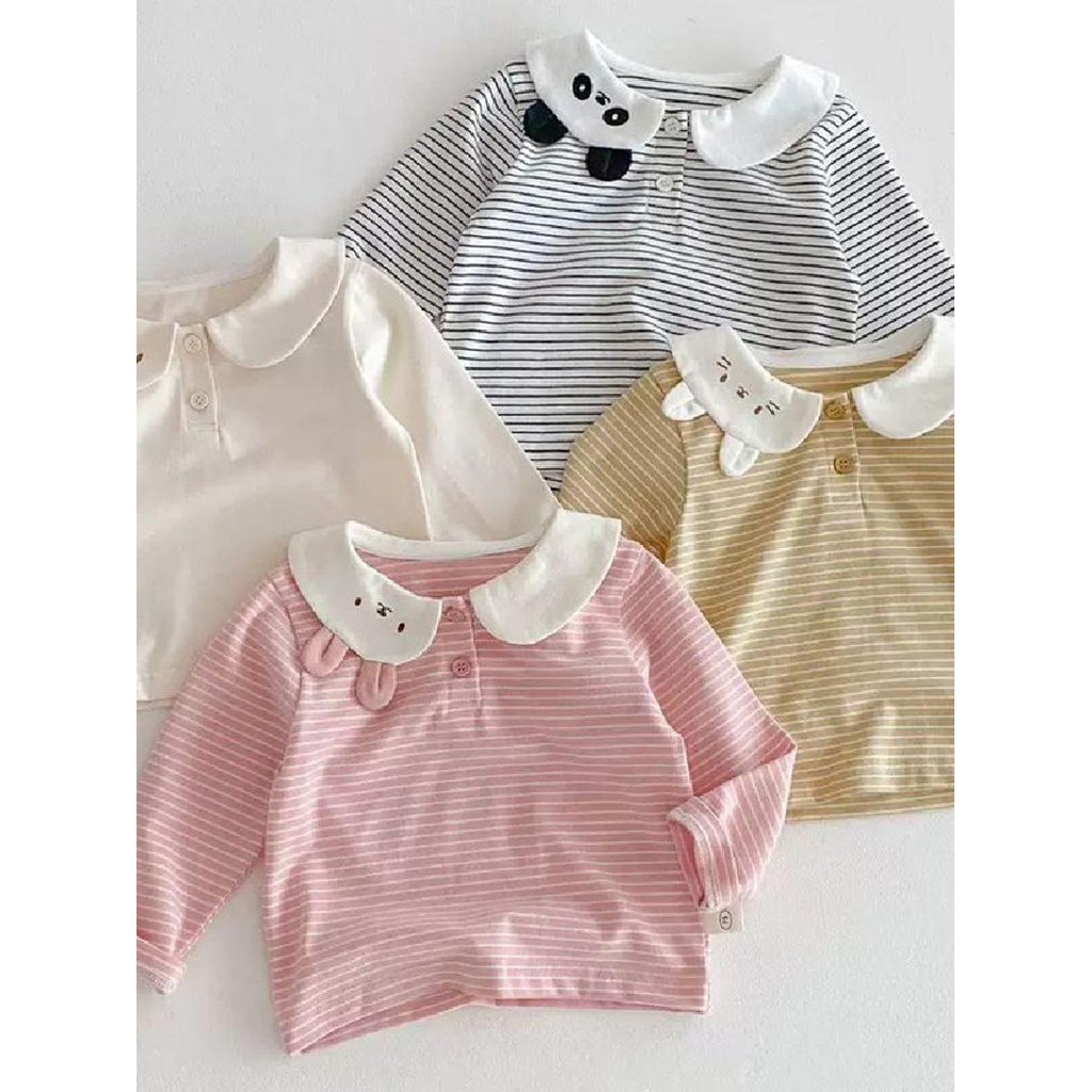 Feminino. crianças listrado camisa de fundo estilo primavera moda crianças. bebê menina dos desenhos animados de manga c