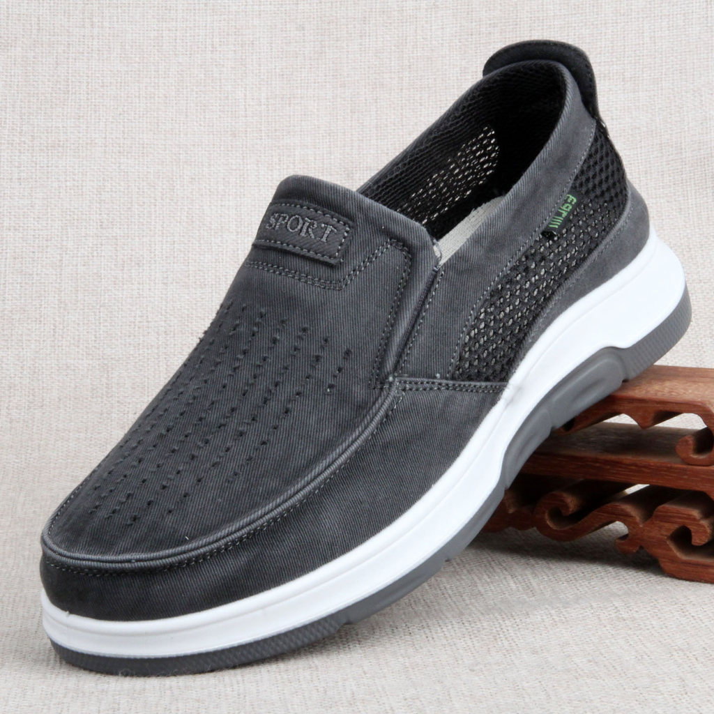 Verão respirável sapatos de malha masculina velho pequim sapatos de pano sapatos masculinos Denim perfurado sapatos casu