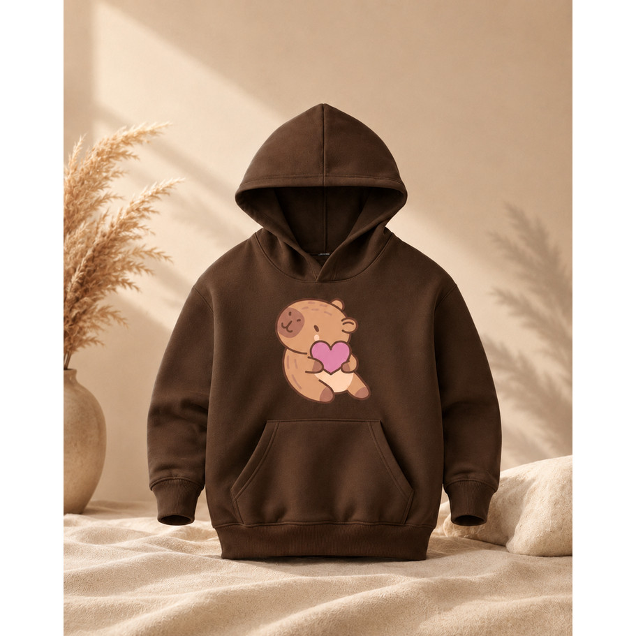 Blusa Moletom com Capuz Infantil Capivara Fofinha Infantil Capivara Baby Moletom Capivara Infantil
