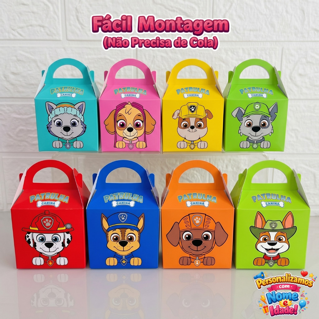 Caixas Maletinha Patrulha Canina - Rostinhos | Lembrancinhas Personalizados Caixinhas Aniversário