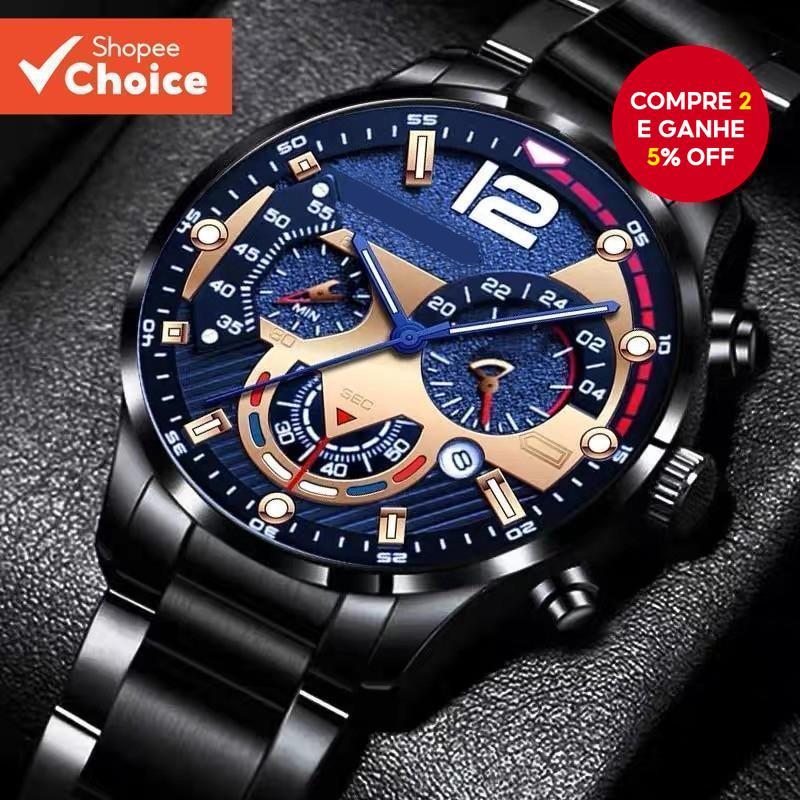 Relógios De Luxo Masculinos Pulseira De Ouro Aço Inoxidável Quartzo Calendário Relógio Para Homem Negócios Luminoso