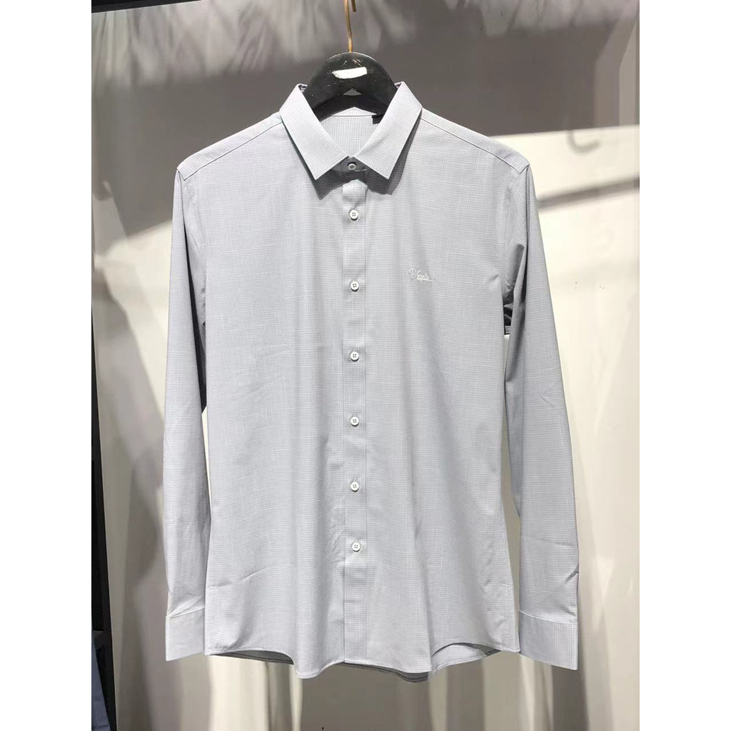Roupas masculinas de marca!Armário de retirada com grande nome!Camisa de manga comprida com lapela empresarial algodão e