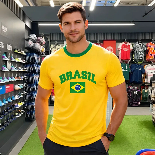 Camiseta Dry Fit Camisa Bandeira Brasil Copa Do Mundo