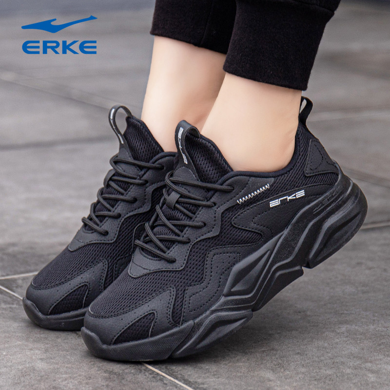 Hongxing Erke sapatos femininos pai sapatos esportivos femininos 2026 novo estilo preto casal sapatos de malha sapatos c
