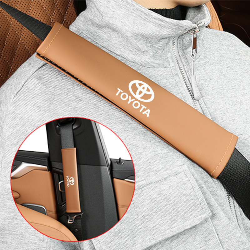 2 Peças de Protetores de Ombro para Cintos de Segurança de Carro em Couro para Toyota Corolla Yaris Aygo Prius RAV4 CHR