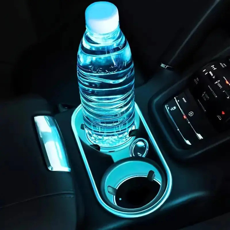 Base luminosa USB para copos de carro, base redonda antiderrapante com luz LED para porta-copos de carro, almofada multi