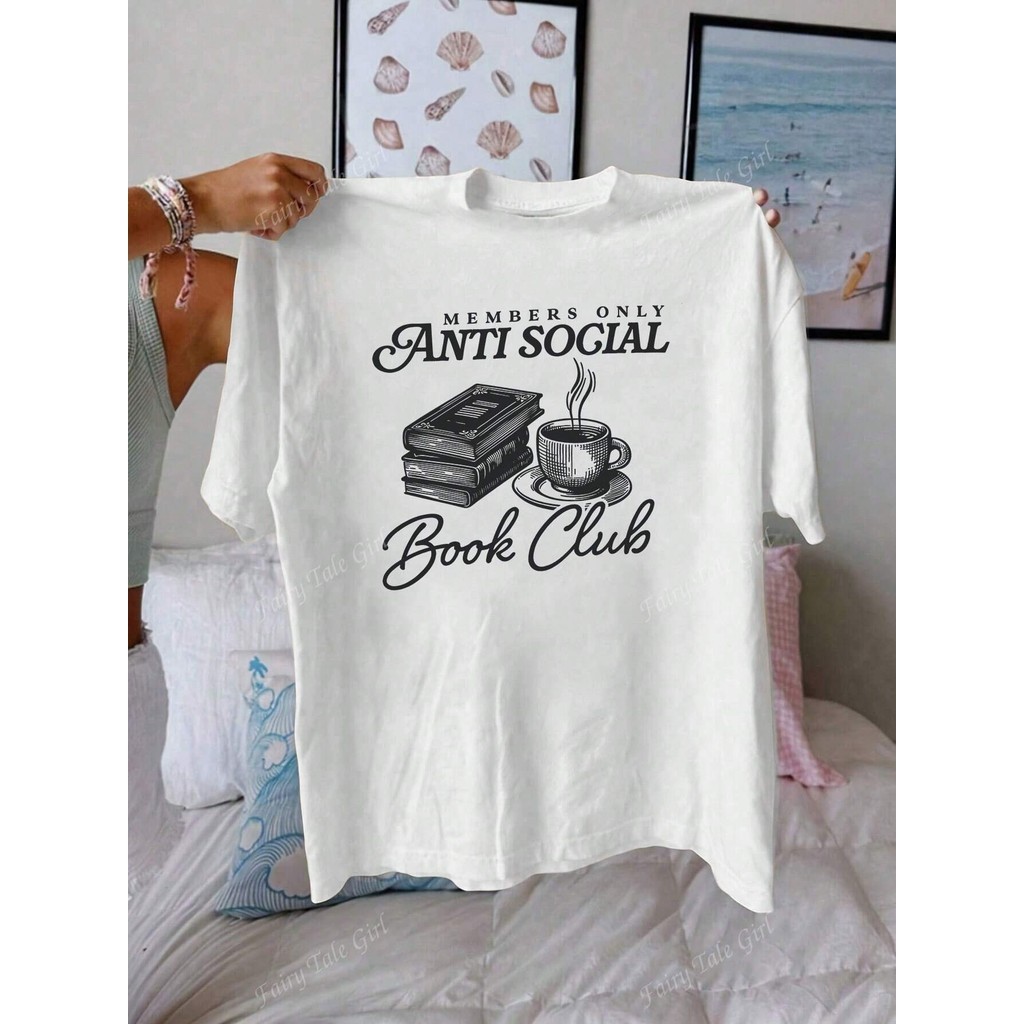 T-shirt Camisa Camiseta Feminina Anti Social Book Club Vintage Kawai Harakuju Vintage