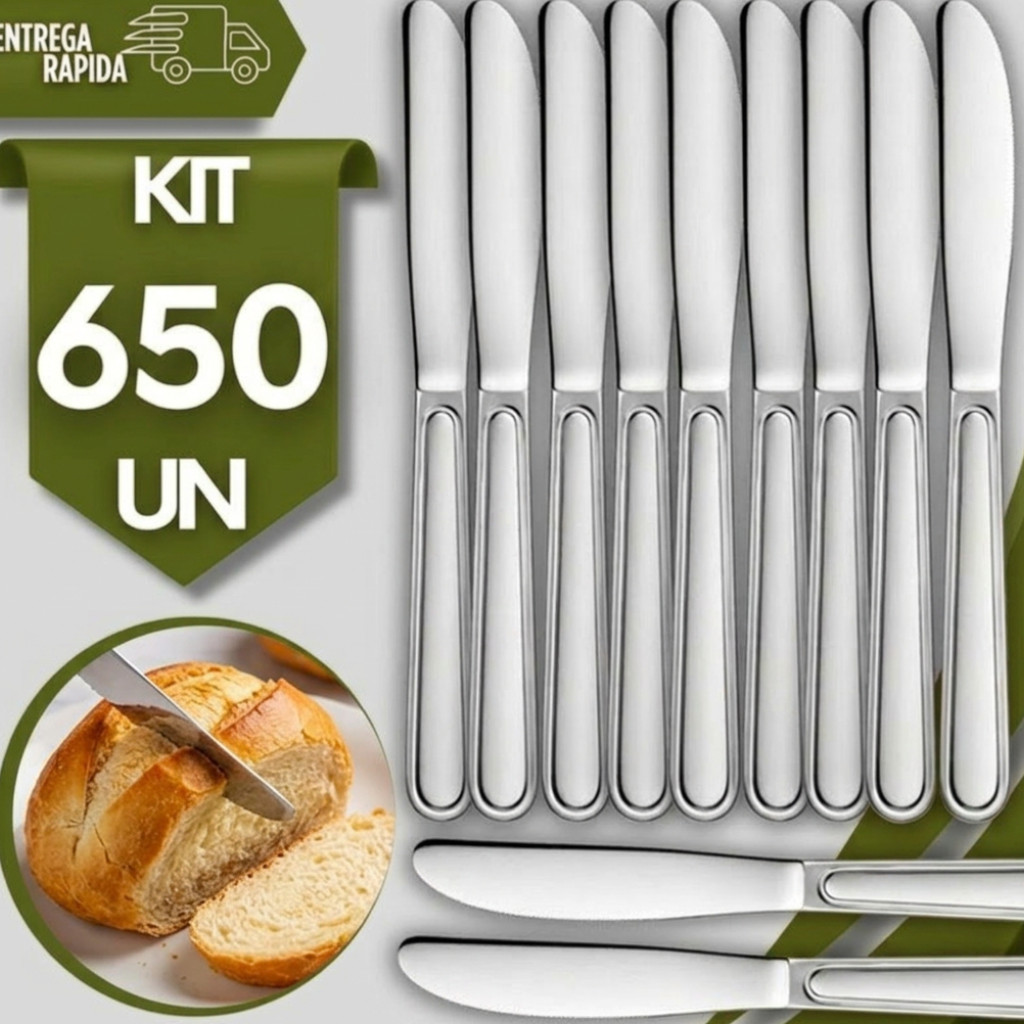 Jogo de Faca de Sobremesa Aço Inox 17,5Cm  Cafeteria Doce Bolos Doceria Cozinha Buffet Restaurante Talheres Utensílios